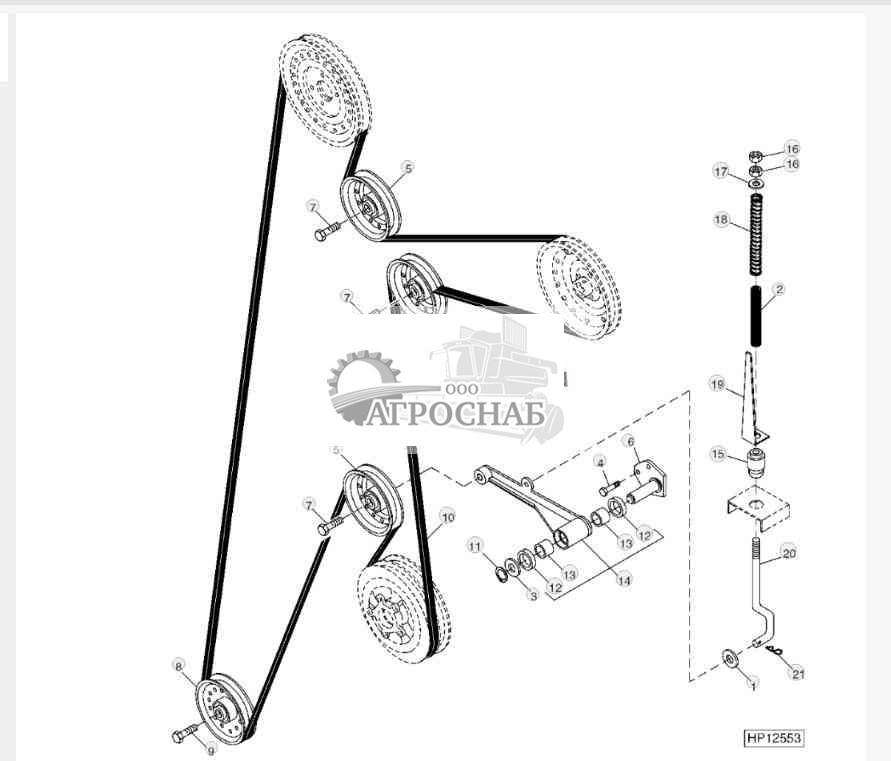 CLEAN GRAIN ELEVATOR DRIVE TIGHTENER AND IDLER 